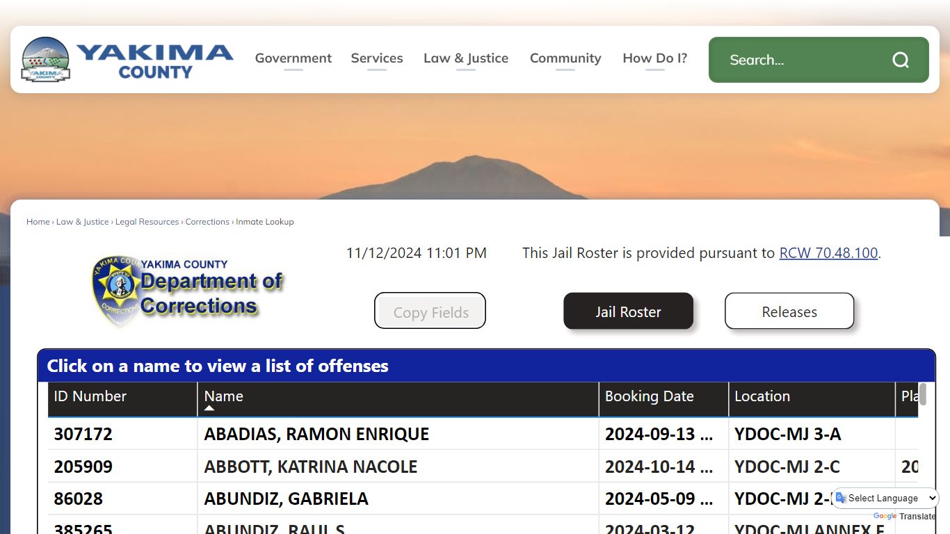 Inmate Lookup | Yakima County, WA